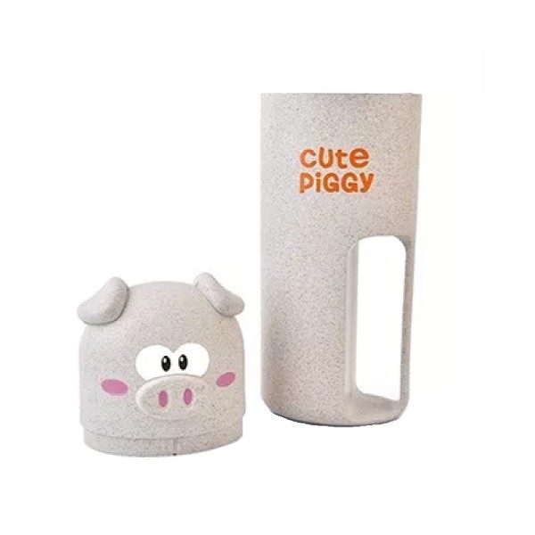 Toothbrush holder for travel, piggy shape, white color, model P10W